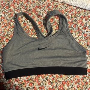 Nike Women's Charcoal and Black Sports Bra